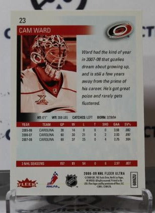 CAM WARD # 23 FLEER ULTRA 2008-09 HOCKEY NHL GOALTENDER CAROLINA HURRICANES CARD