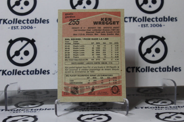 KEN WREGGET # 255 O-PEE CHEE 1989-90 HOCKEY GOALTENDER PHILADELPHIA FLYERS CARD