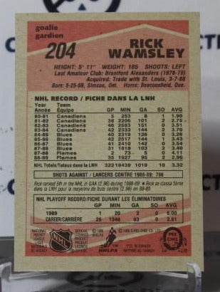 RICK WAMSLEY # 204 O-PEE CHEE 1989-90 HOCKEY NHL GOALTENDER CALGARY FLAMES CARD
