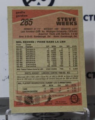 STEVE WEEKS # 285 O-PEE CHEE 1989-90 HOCKEY NHL GOALTENDER VANCOUVER CANUCKS CARD