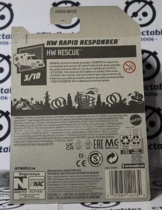 HOT WHEELS MATTEL HW RAPID RESPONDER 3/10 HW RESCUE 206/250 LONG CARD 2020