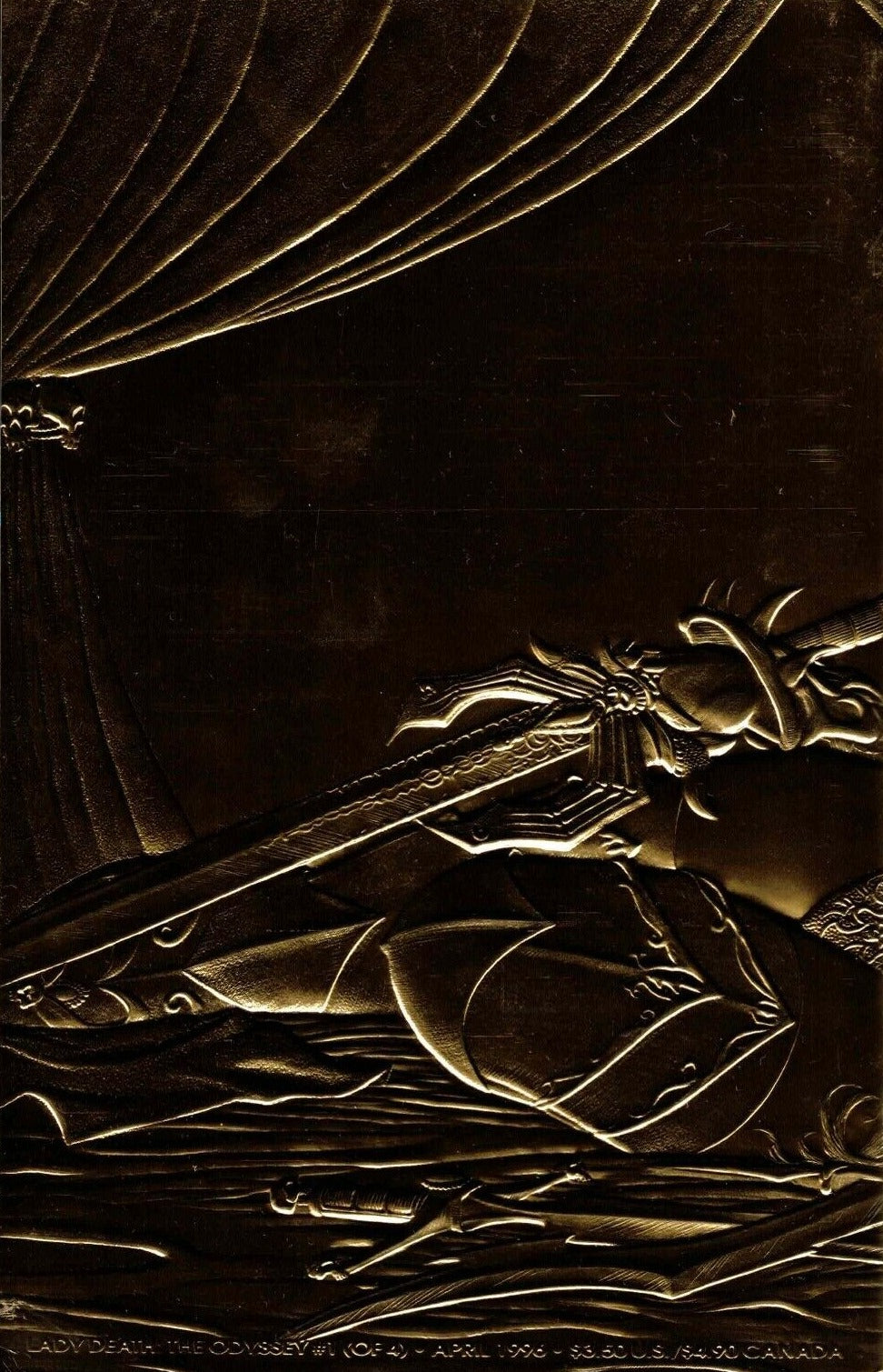 LADY DEATH THE ODYSSEY # 1 GOLD EMBOSSED WRAPAROUND COVER VARIANT CHAOS COMICS 1996