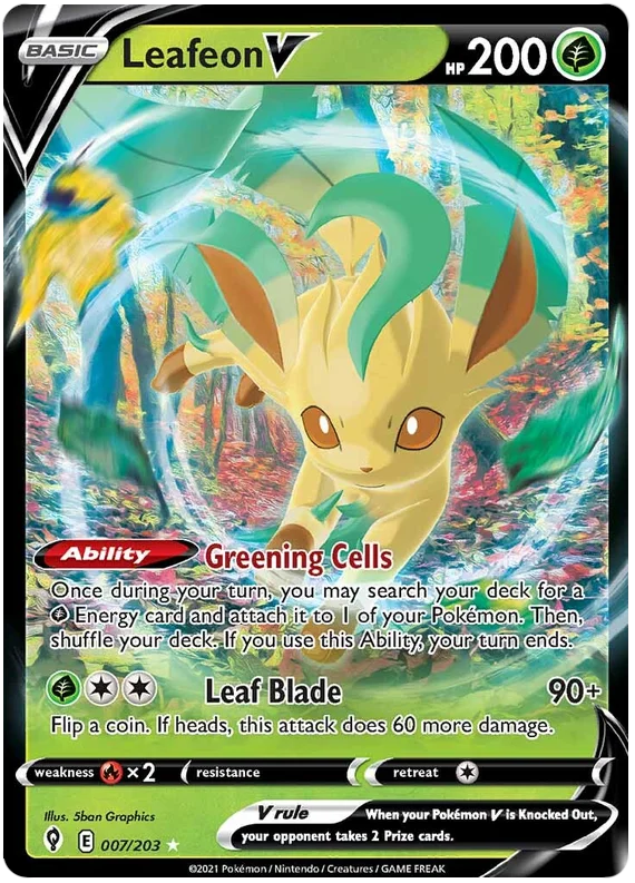 Leafeon V Ultra Rare #007/203 Pokemon Sword & Shield Evolving Skies