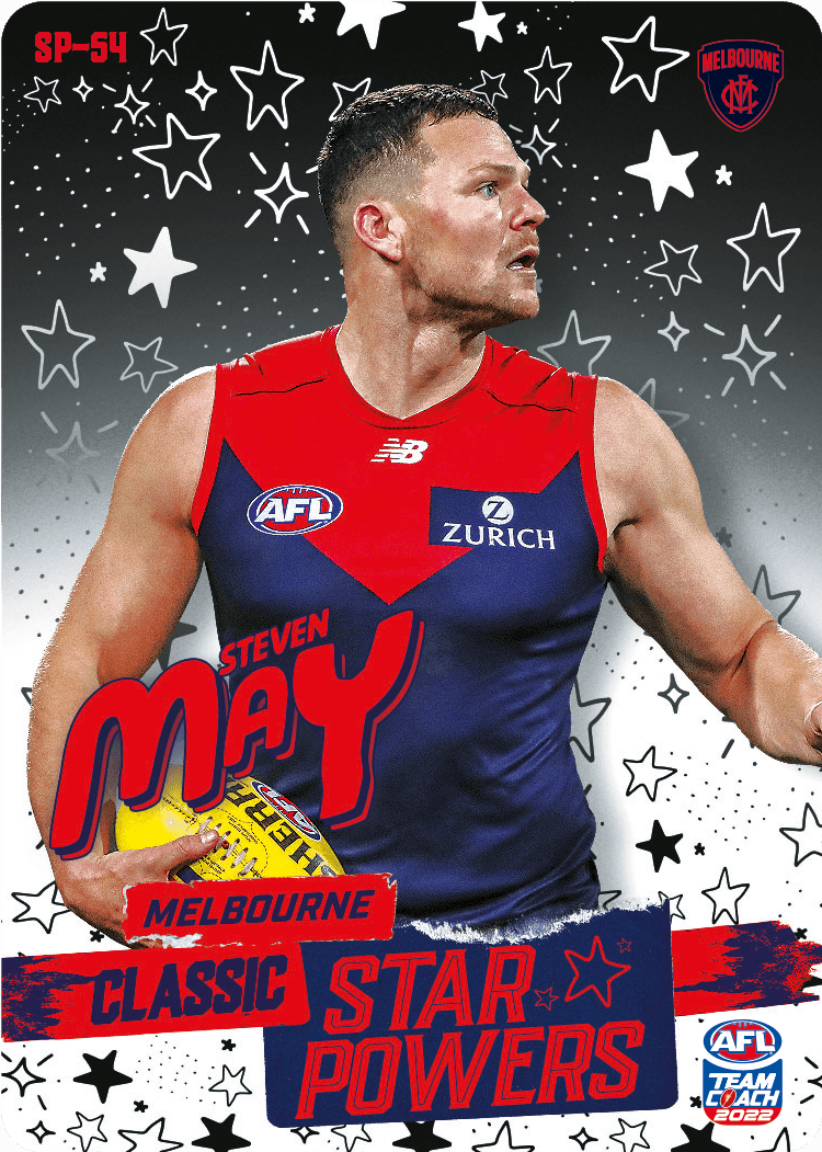 2022 AFL Teamcoach Classic Star powers Steven May SP-54 CODE UNUSED