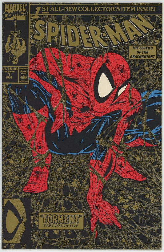 SPIDER-MAN # 1 TODD McFARLANE VARIANT EDITION 2nd PRINTING GOLD MARVEL COMIC BOOK 1990