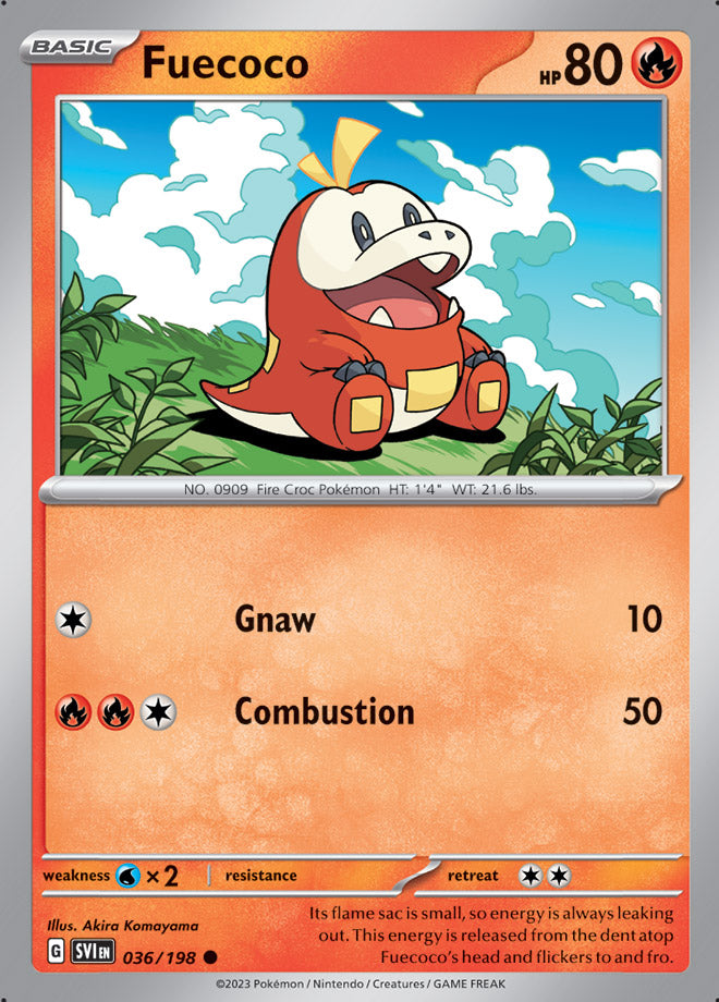 Fuecoco Base Card #036/198 2023 Scarlet & Violet Pokemon Card