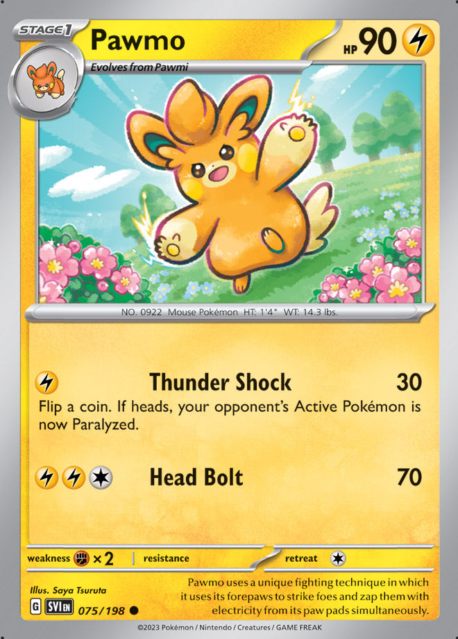 Pawmo Base Card #075/198 2023 Scarlet & Violet Pokemon Card