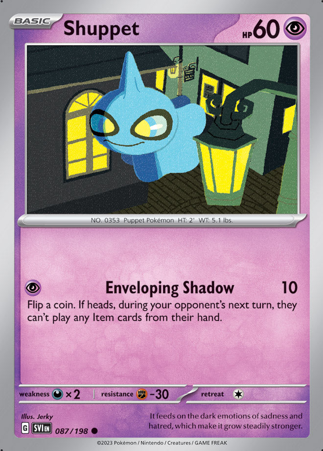 Shuppet Base Card #087/198 2023 Scarlet & Violet Pokemon Card