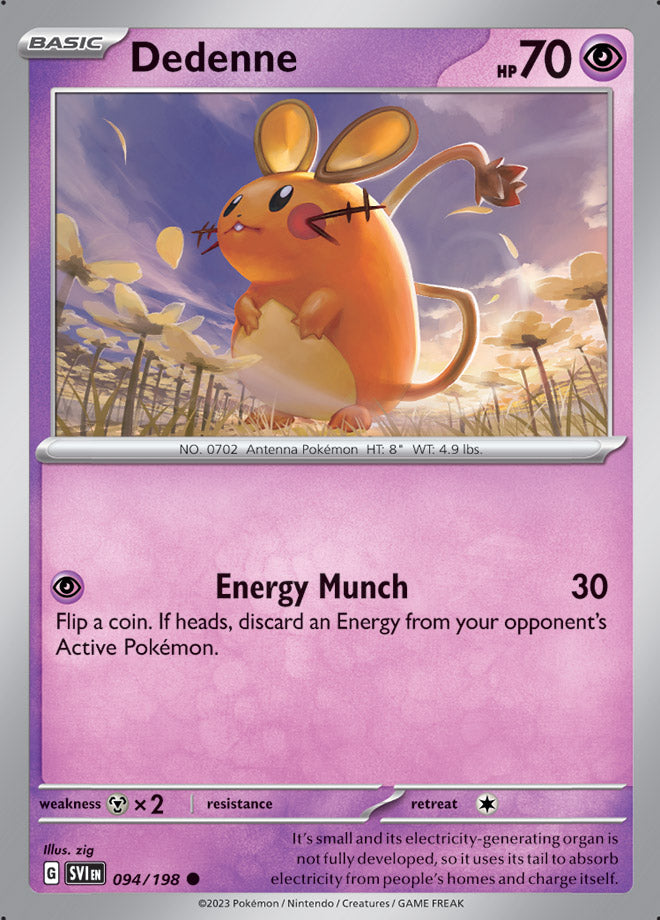 Dedenne Base Card #094/198 2023 Scarlet & Violet Pokemon Card