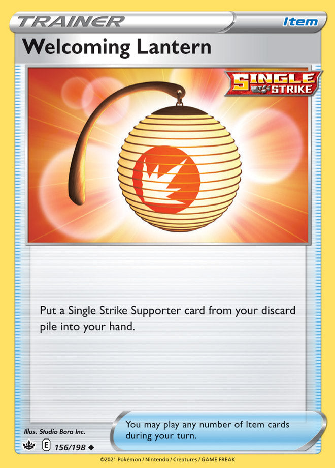 Trainer Welcoming Lantern Base card #156/198 Pokémon Card Chilling Reign