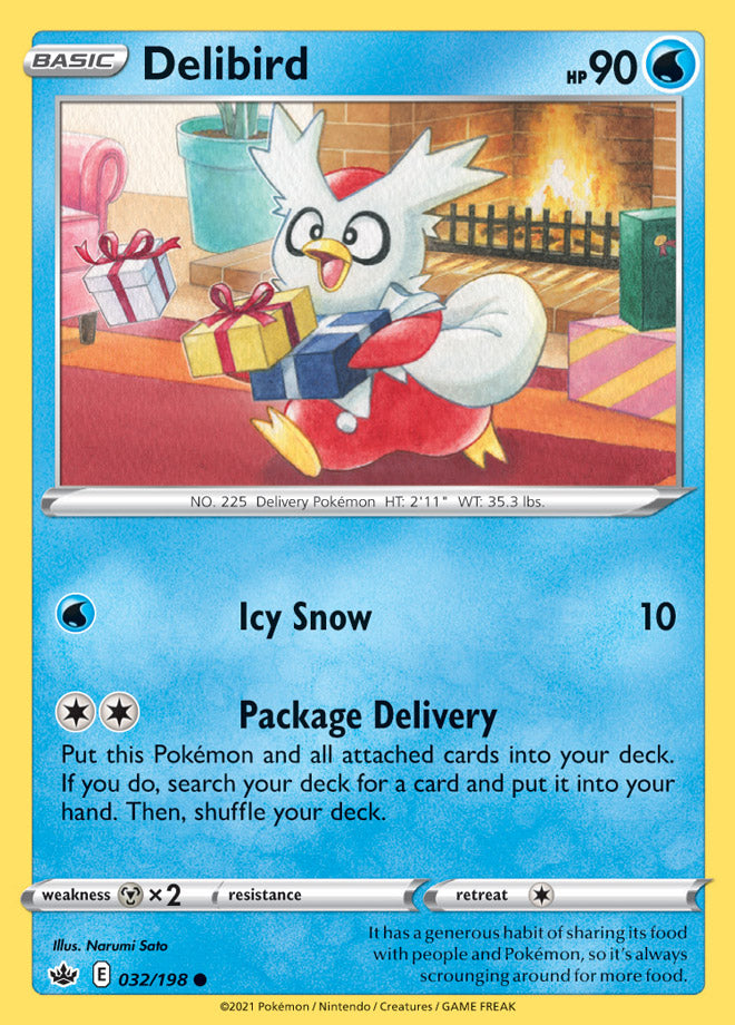 Delibird Base card #032/198 Pokémon Card Chilling Reign