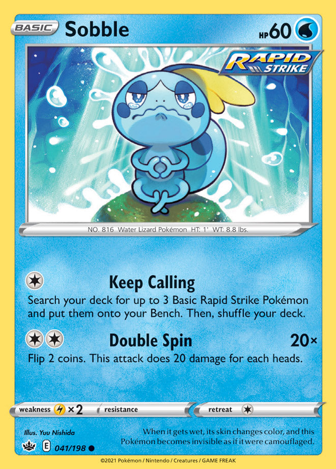 Sobble Base card #041/198 Pokémon Card Chilling Reign