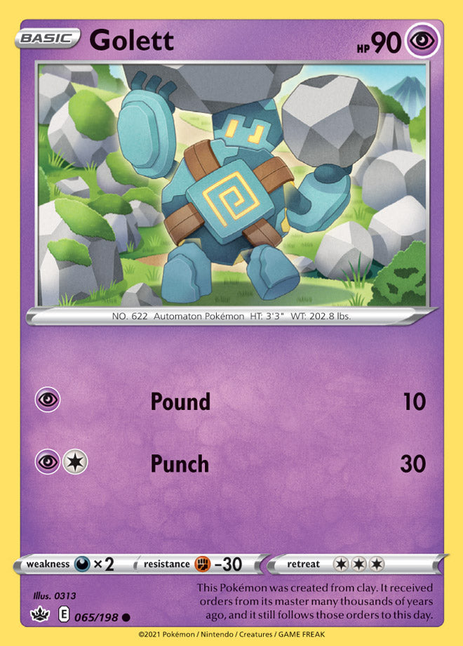 Golett Base card #065/198 Pokémon Card Chilling Reign