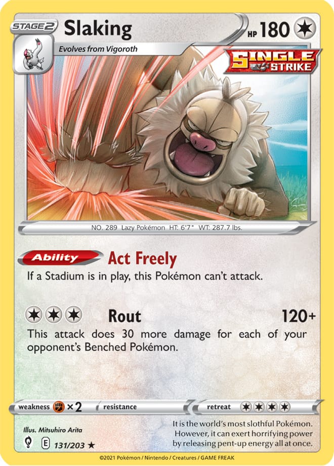 Slaking Rare Base Card #131/203 Pokémon Card Evolving Skies