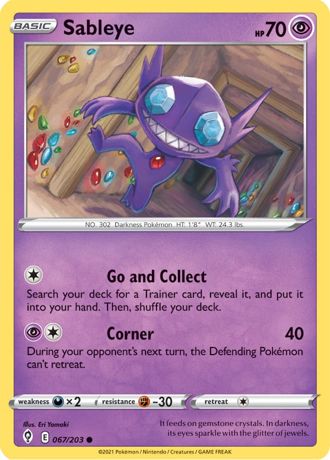 Sableye Base Card #067/203 Pokémon Card Evolving Skies