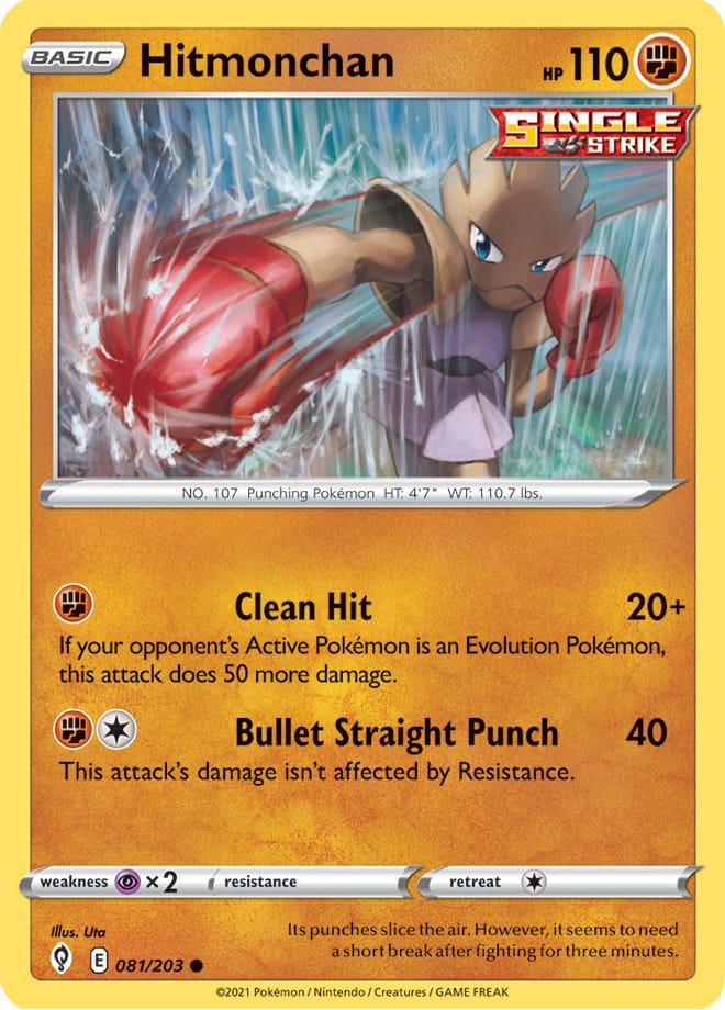 Hitmonchan Base Card #081/203 Pokémon Card Evolving Skies