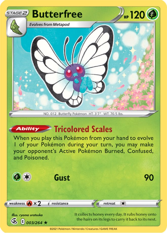 Butterfree Rare Base Card #003/264 2021 Sword & Shield Fusion Strike Pokemon Card
