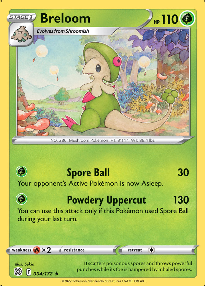 Breloom Rare Base Card #004/172 Pokmon Card Brilliant Stars CTKollectables Breloom Rare Base Card #004/172 Pokmon Card Brilliant Stars CTKollectables