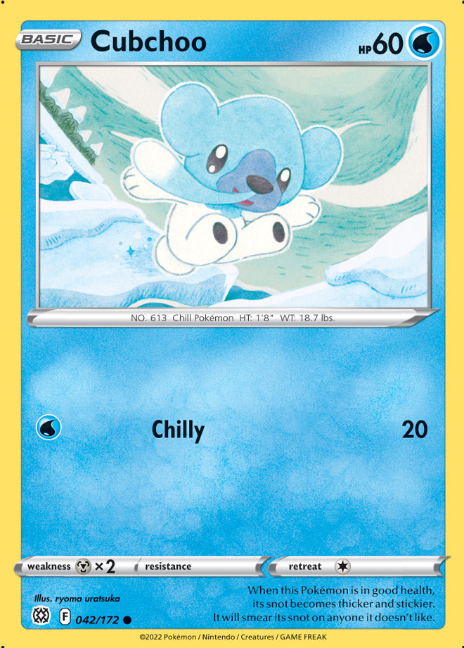 Cubchoo Base Card #042/172 Pokémon Card Brilliant Stars