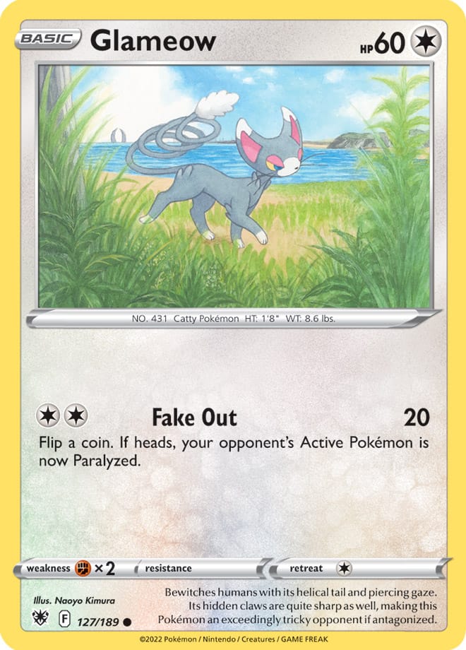 Glameow Base Card #127/189 2022 Sword & Shield Astral Radiance Pokemon Card