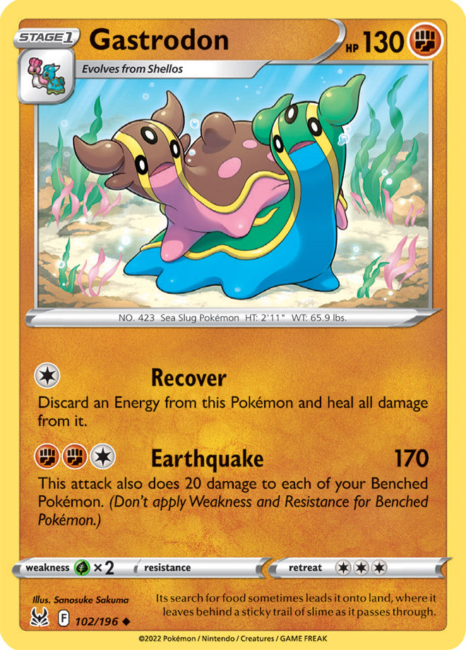 Gastrodon Base Card #102/196 2022 Sword & Shield Lost Origin Pokemon Card