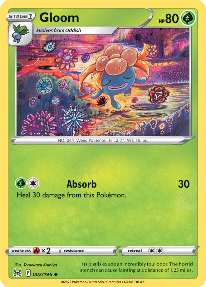 Gloom Base Card #002/196 2022 Sword & Shield Lost Origin Pokemon Card