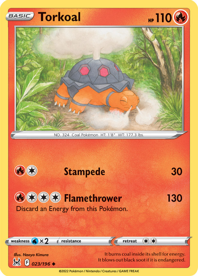 Torkoal Base Card #023/196 2022 Sword & Shield Lost Origin Pokemon Card