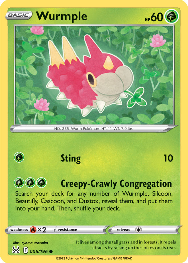 Wurmple Base Card #006/196 2022 Sword & Shield Lost Origin Pokemon Card