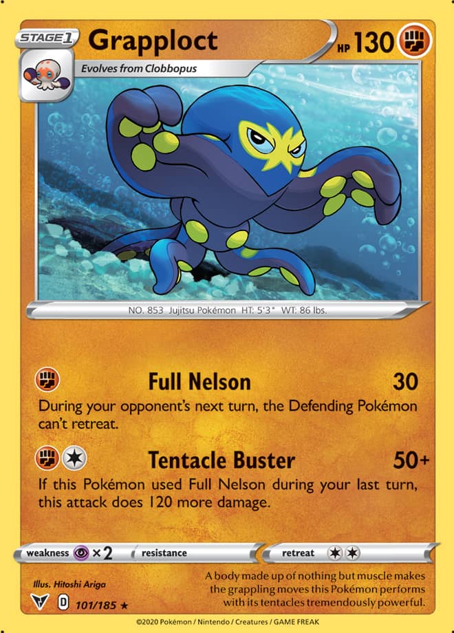 Grapploct Rare Base card #101/185 Pokémon Card Vivid Voltage
