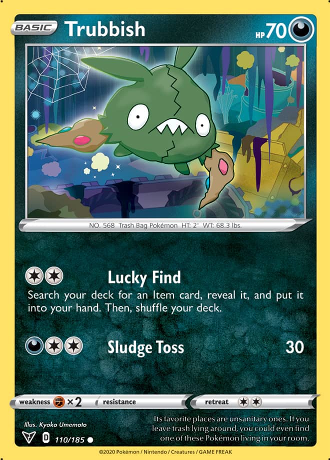 Trubbish Base card #110/185 Pokémon Card Vivid Voltage
