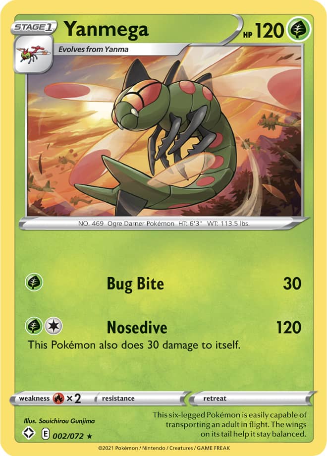 Yanmega #002/072 Base Rare Pokémon Card Shining Fates