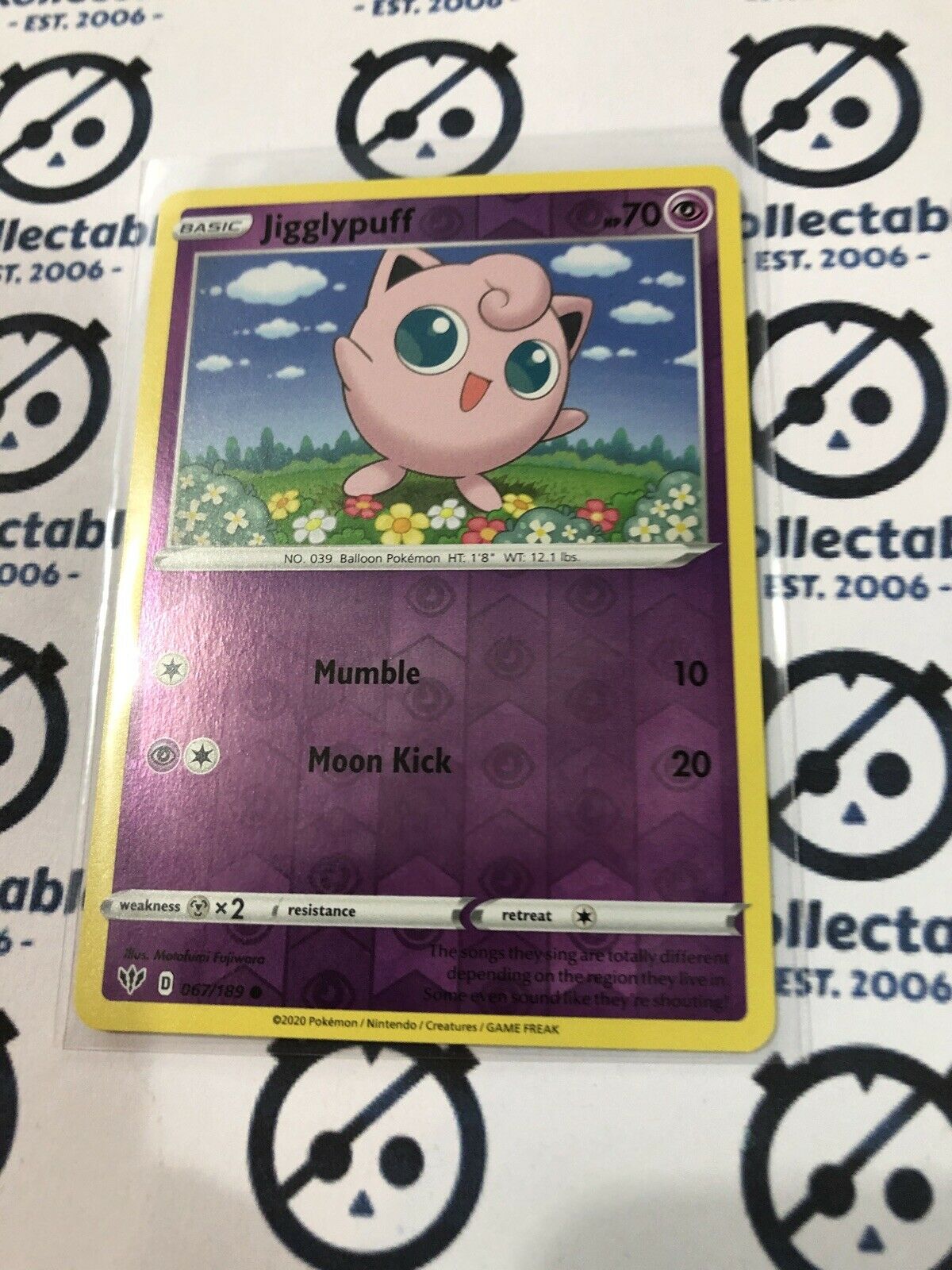 Jigglypuff Reverse Holo #067/189 Common Pokémon Card Sword & Shield