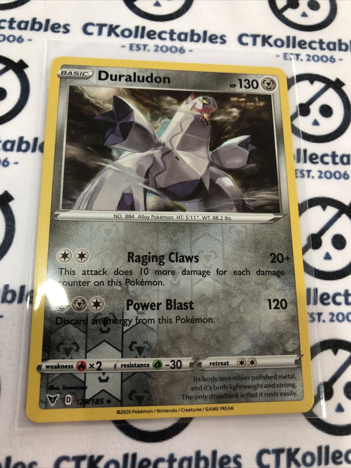 Duraludon #129/185 Reverse Holo Rare - Pokemon Card Vivid Voltage CTKollectables Duraludon #129/185 Reverse Holo Rare - Pokemon Card Vivid Voltage CTKollectables