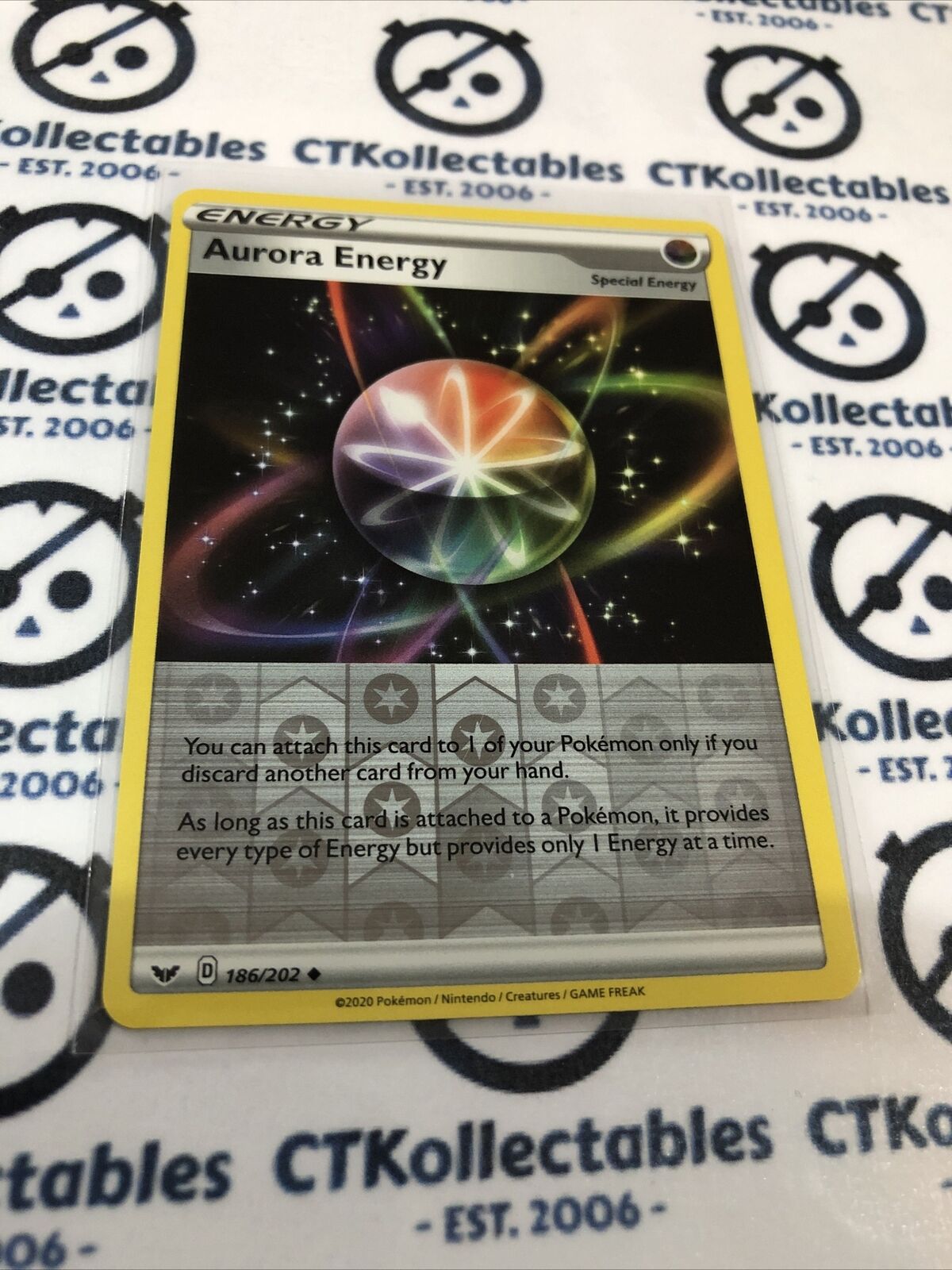 Aurora Energy Reverse Holo #186/202 Pokmon Card Sword & Shield Aurora Energy Reverse Holo #186/202 Pokmon Card Sword & Shield