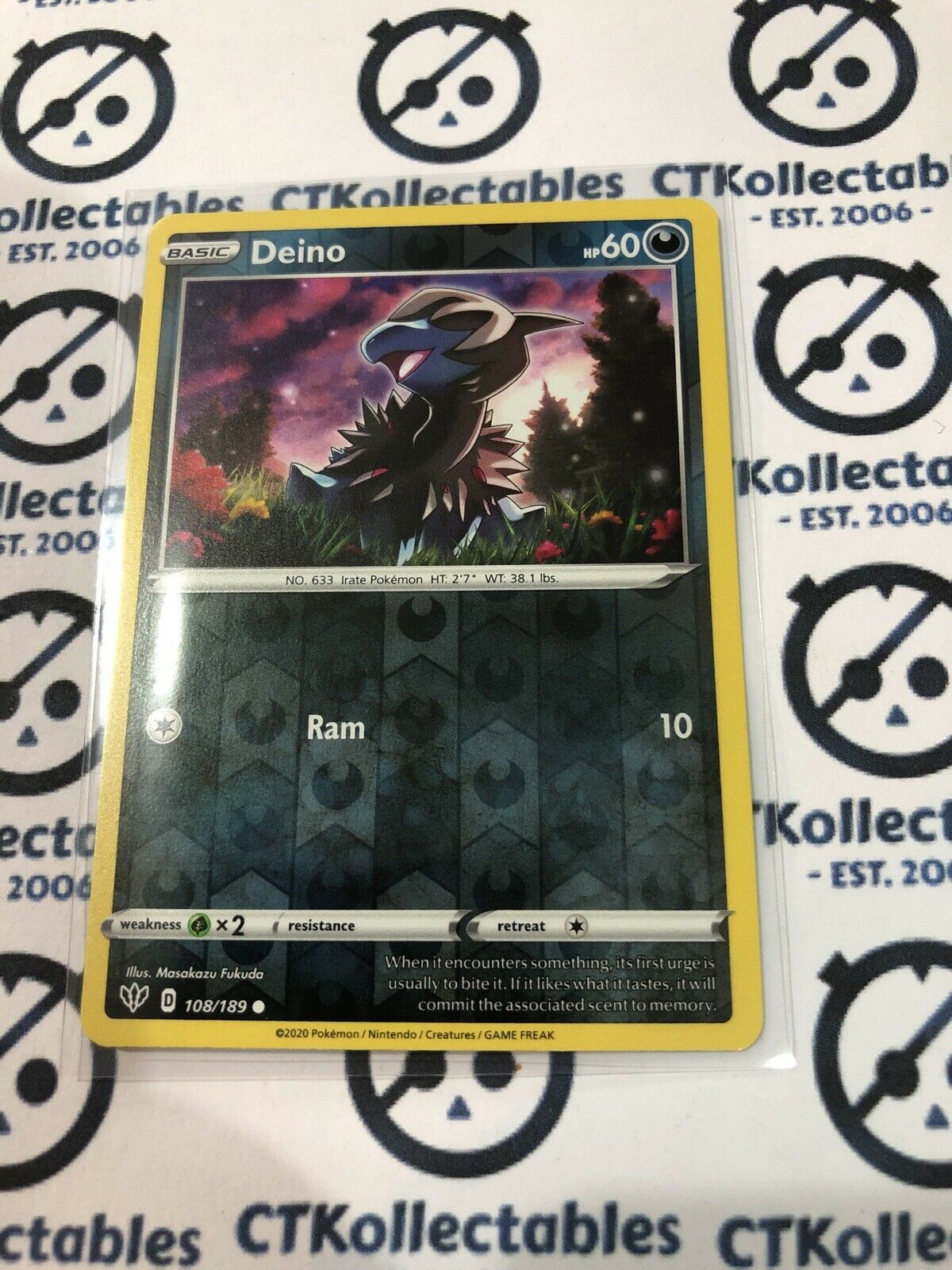 Deino #108/189 Reverse Holo Pokémon Card S&S Darkness Ablaze