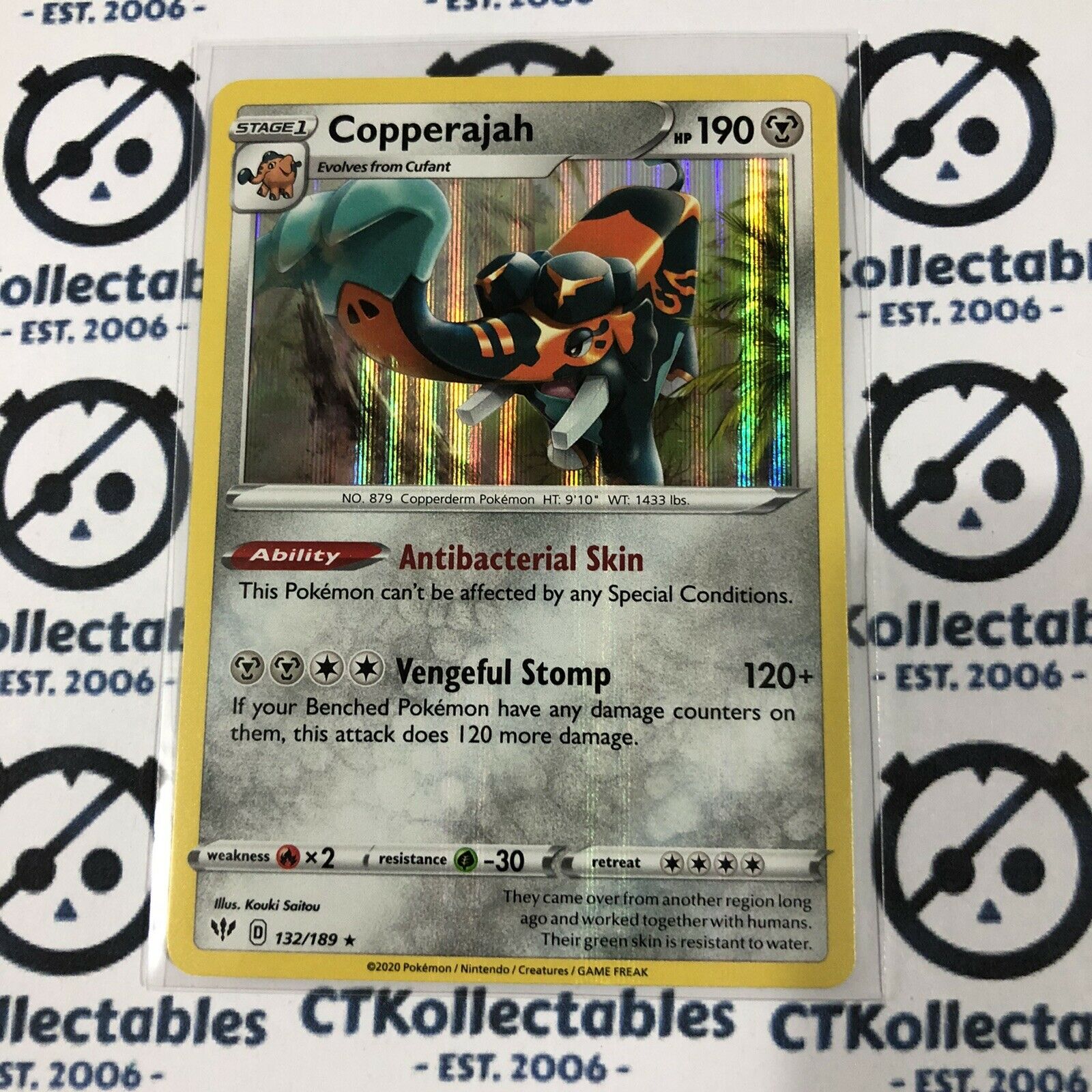 Copperajah #132/189 Holo Rare Pokmon Card Sword & Shield Darkness Abl CTKollectables Copperajah #132/189 Holo Rare Pokmon Card Sword & Shield Darkness Abl CTKollectables