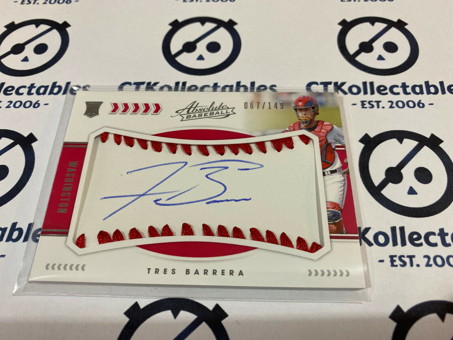 2020 Absolute Baseball Tres Barrera Rookie Auto #67/149 Nationals