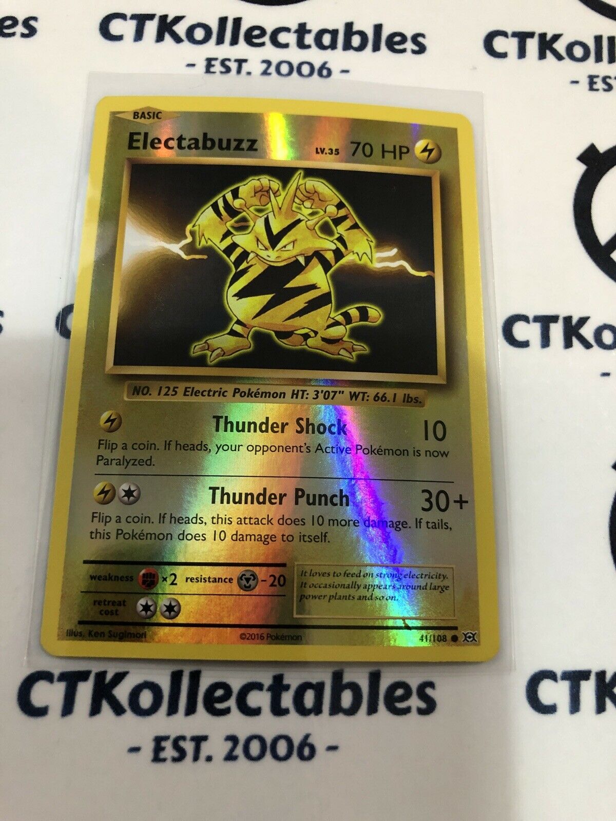 Electabuzz Reverse Holo #41/108 Common Pokmon Card XY EVOLUTIONS CTKollectables Electabuzz Reverse Holo #41/108 Common Pokmon Card XY EVOLUTIONS CTKollectables