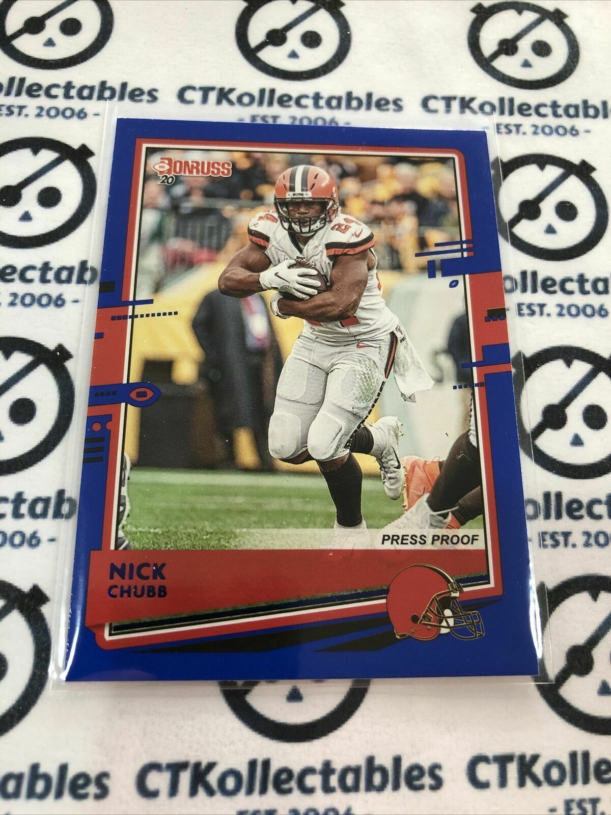 2020 NFL Donruss Press Proof Blue #72 Nick Chubb
