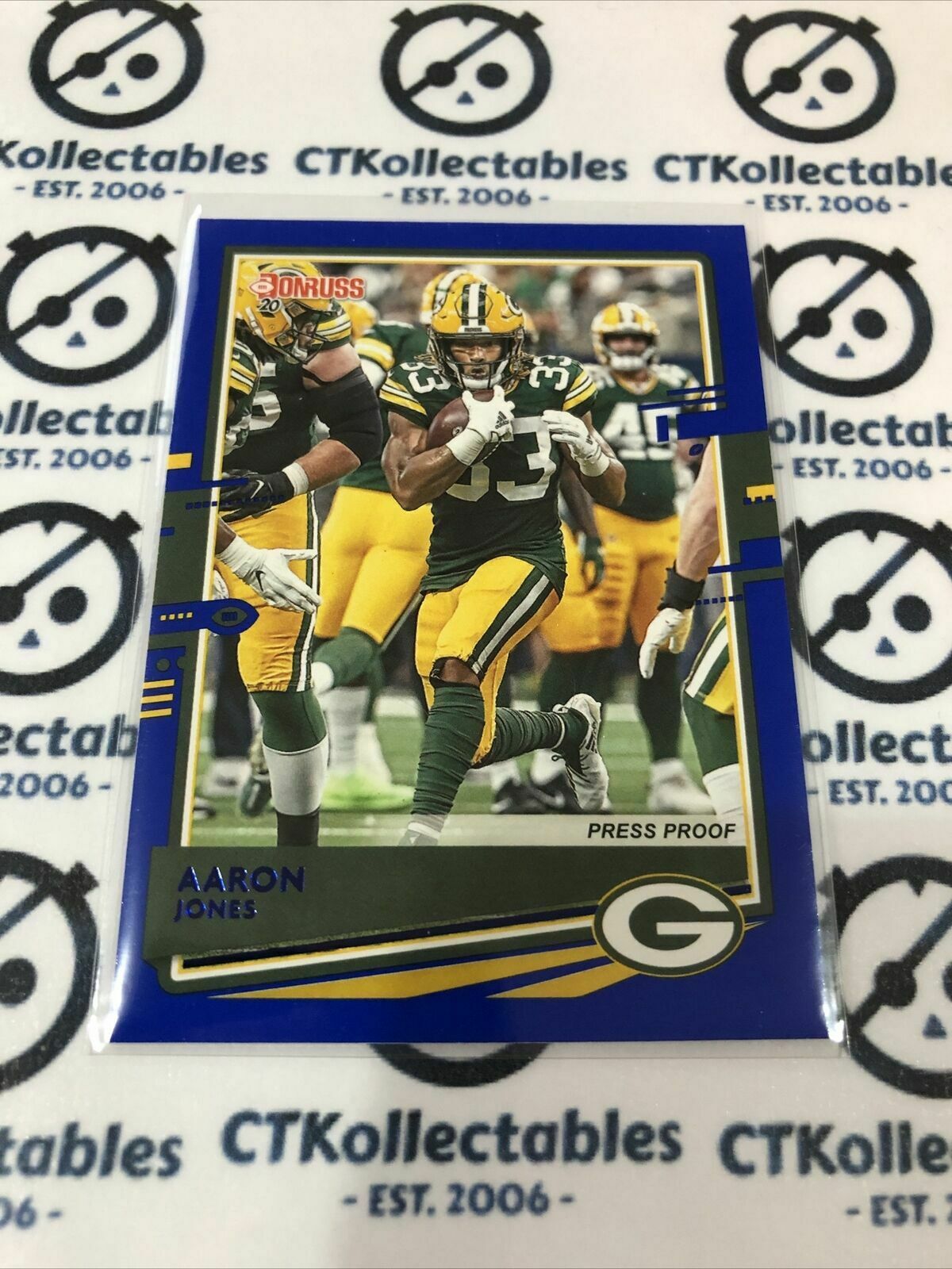 2020 NFL Donruss Press Proof Blue #104 Aaron Jones Variation