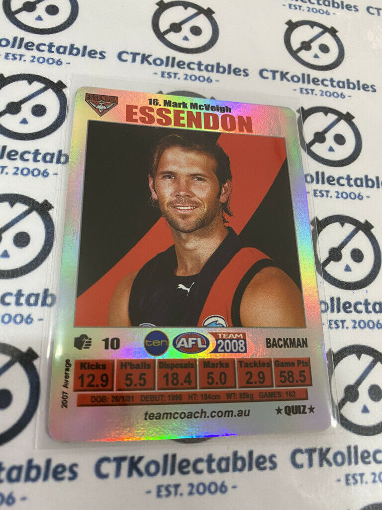 2008 AFL Teamcoach Silver Quiz Card - #16 Mark MCVeigh