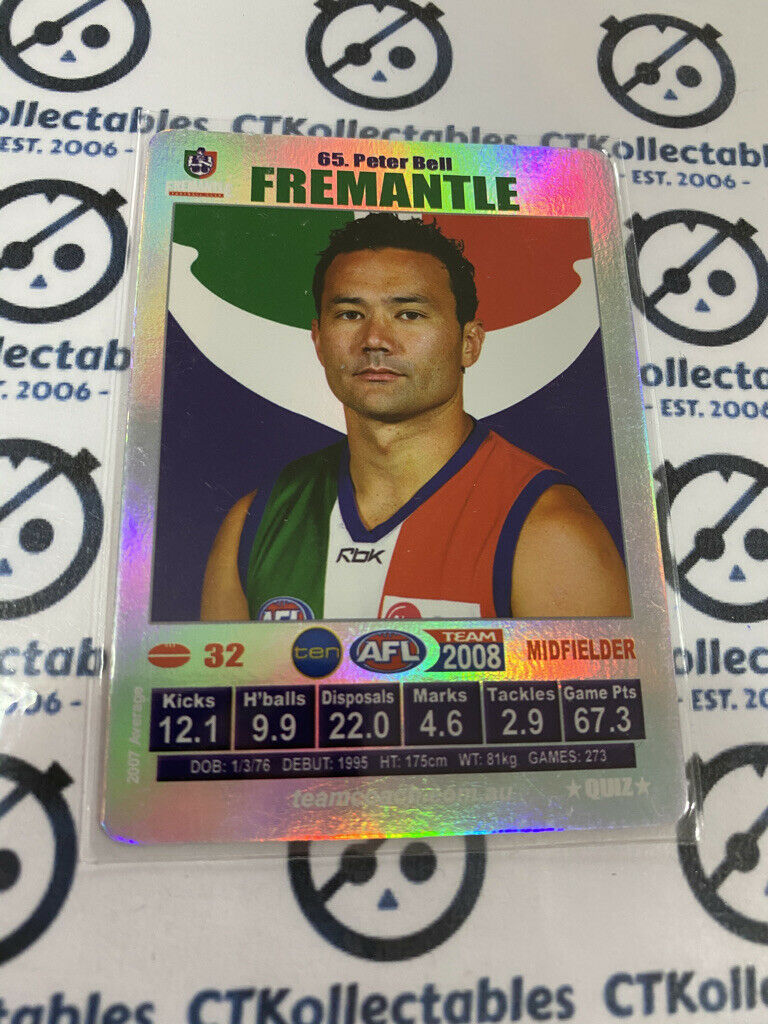 2008 AFL Teamcoach Silver Quiz Card - #65 Peter Bell