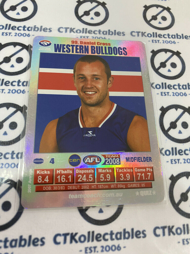 2008 AFL Teamcoach Silver Quiz Card - #99 Daniel Cross