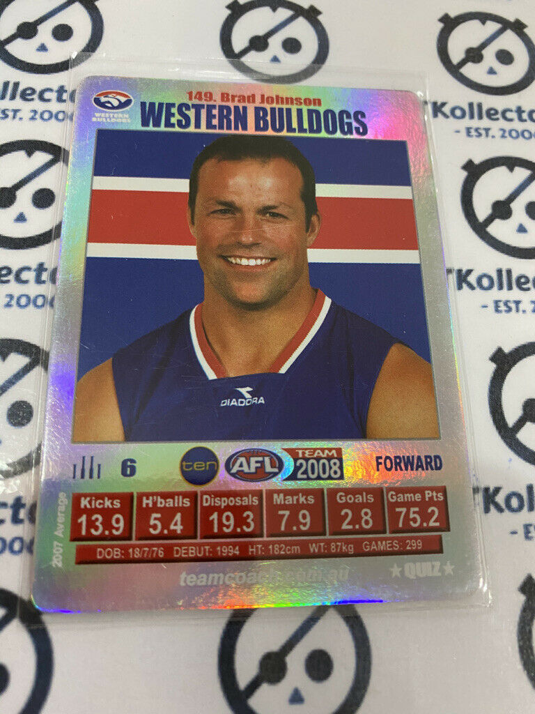2008 AFL Teamcoach Silver Quiz Card - #149 Brad Johnson