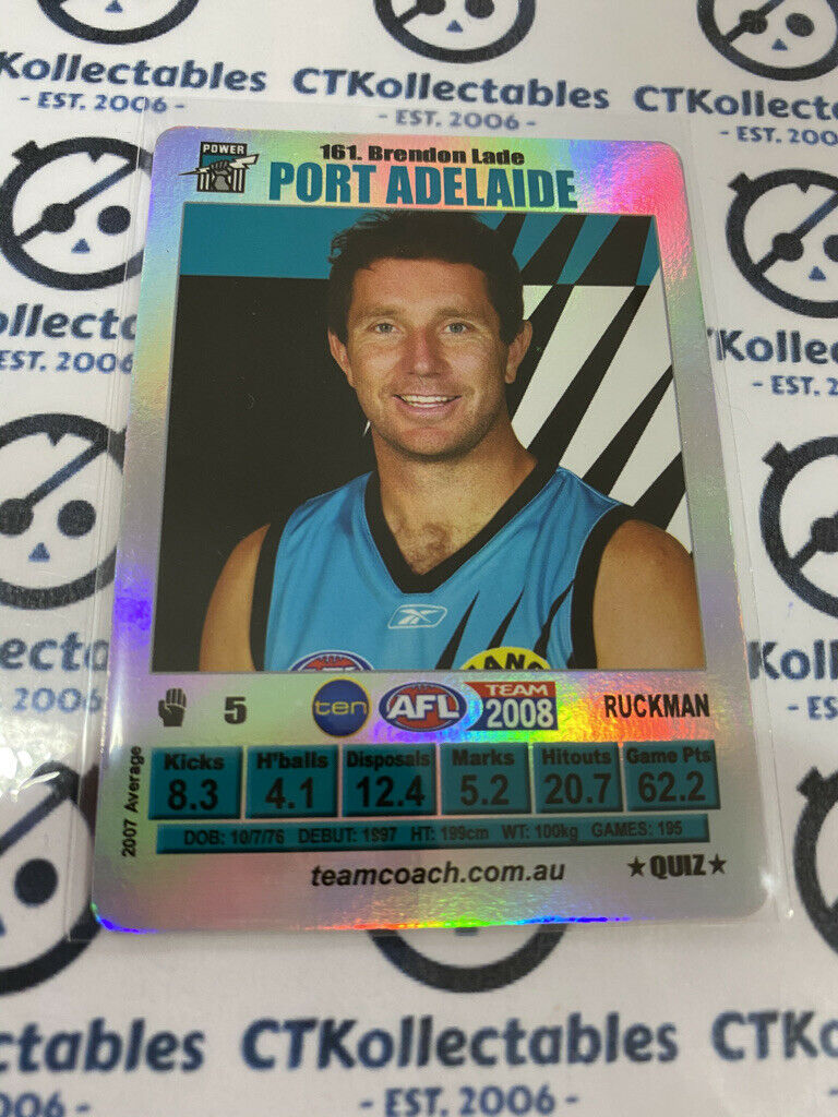 2008 AFL Teamcoach Silver Quiz Card - #161 Brendon Lade