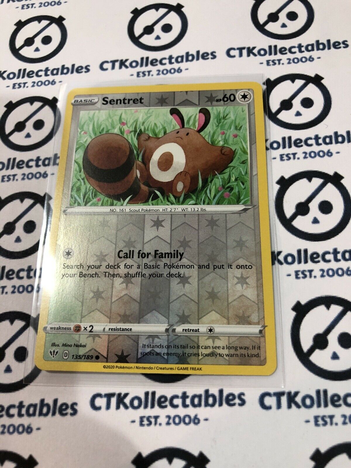 Sentret #135/189 Reverse Holo Pokémon Card S&S Darkness Ablaze – CTKollectables