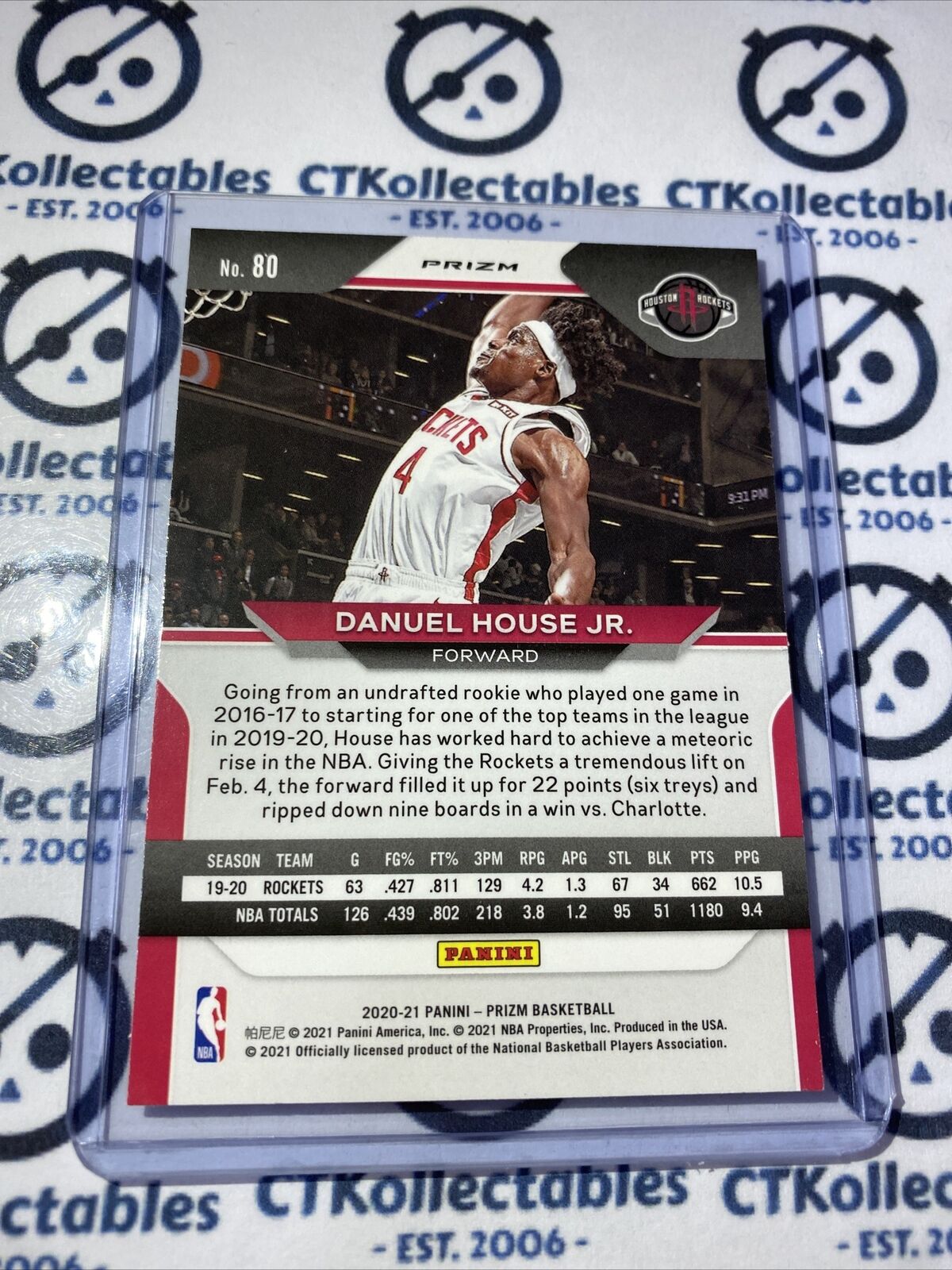 2020-21 NBA Prizm Danuel House Jr. Green Prizm #80 Rockets