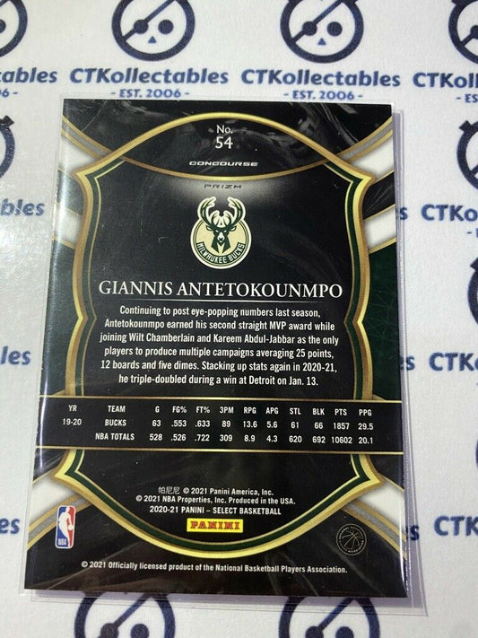2020-21 Panini NBA Select Giannis Antetokounmpo Blue Silver Prizm #54 Bucks