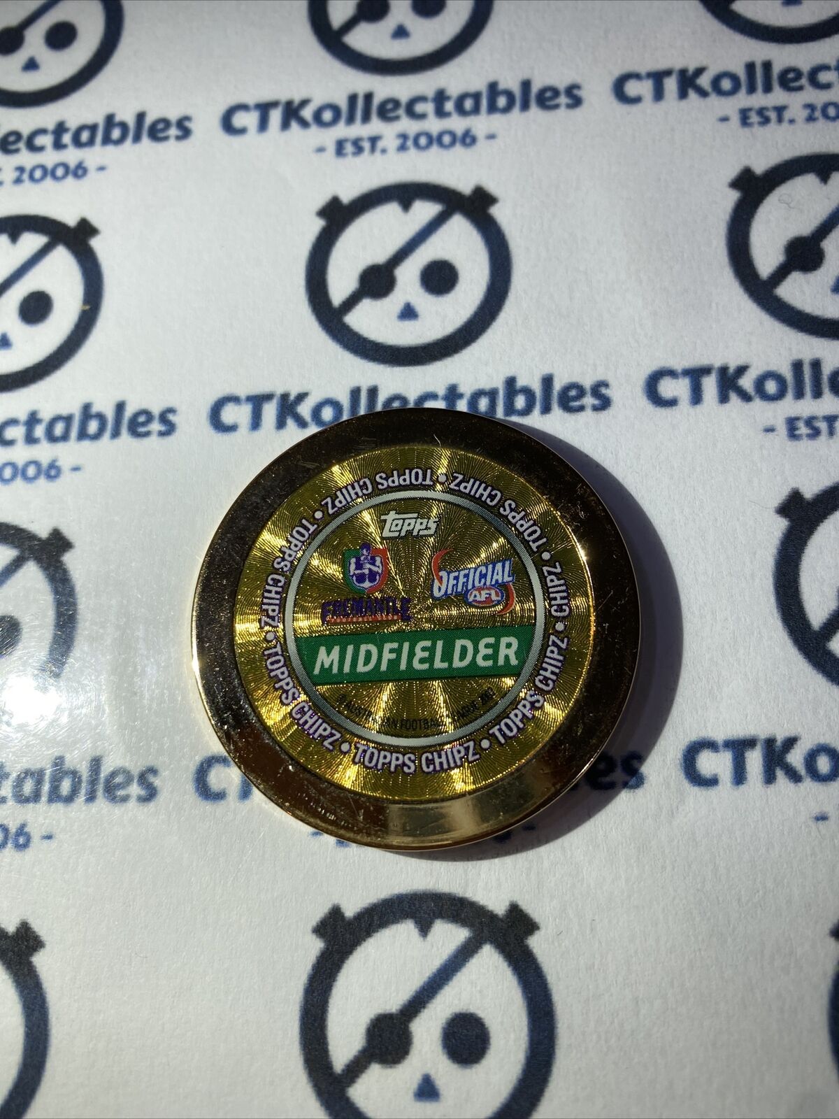 2008 Topps AFL Chipz Peter Bell Gold Poker Chip