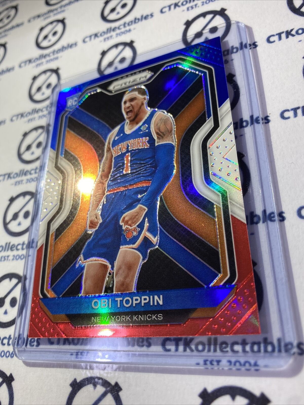 2020-21 NBA Prizm Obi Toppin Red White & Blue Prizm #280 Knicks